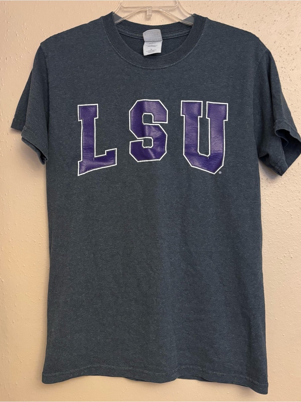 LSU Short-Sleeve Logo Tee in Charcoal and Purple